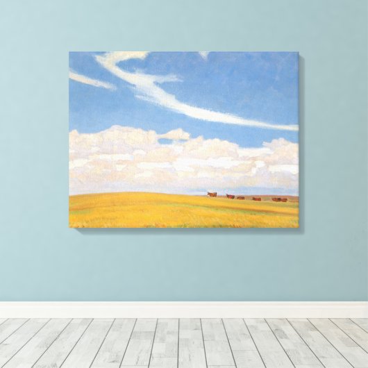 Prairie Na Storm van Maynard Dixon,  kunst Canvas Afdruk (Insitu (Houten vloer))