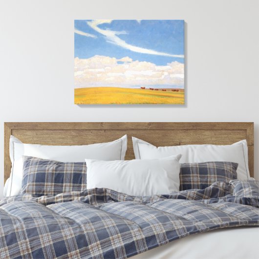 Prairie Na Storm van Maynard Dixon, kunst Canvas Afdruk (Insitu (Slaapkamer))