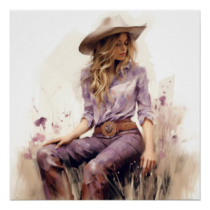 Prairie Pastels: Cowgirl kunst aan de muur Perfect Poster