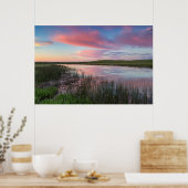 Prairie Pond reflecteert briljante zonnewolken Poster (Keuken)