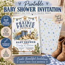 Prairie Prince Cowboy Baby Shower Uitnodiging