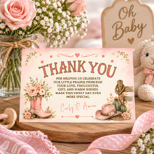 Prairie Princess Westerse Baby Shower Bedankt