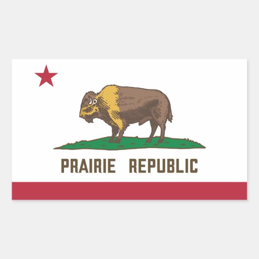 Prairie Republic Bison Flag Great Plains Rechthoekige Sticker (Voorkant)