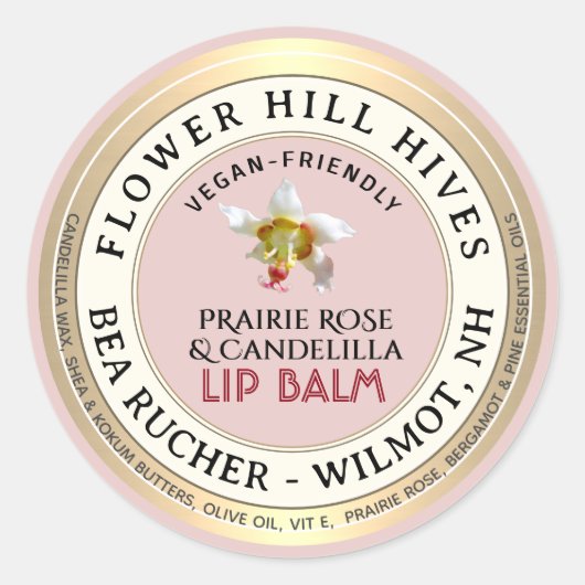 PRAIRIE ROOS Candelilla wax lippenbalsem label (Voorkant)