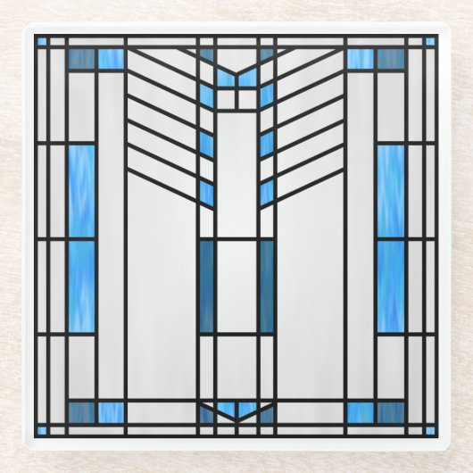 Prairie School Style Interpretation No. 1 Glazen Onderzetter (Voorkant)