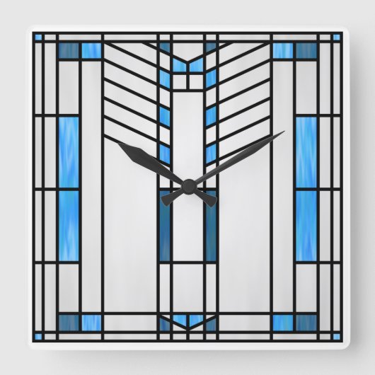 Prairie School Style Interpretation No. 1 Vierkante Klok (Voorkant)