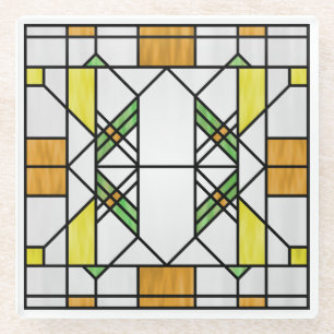 Prairie School Style Interpretation No. 2 Glazen Onderzetter