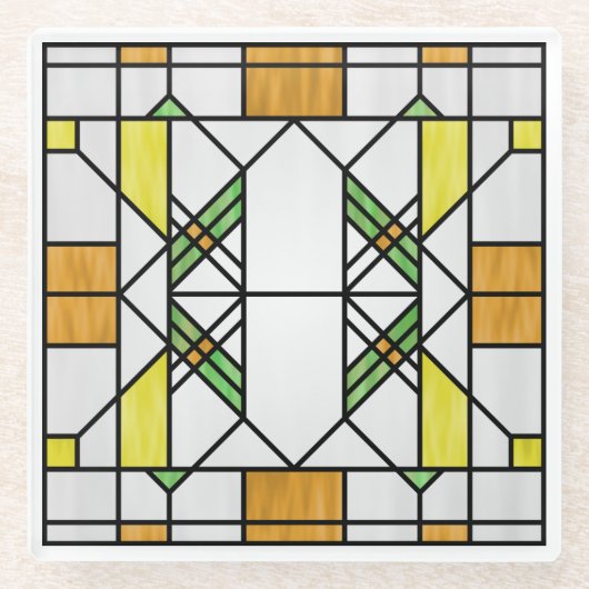 Prairie School Style Interpretation No. 2 Glazen Onderzetter (Voorkant)