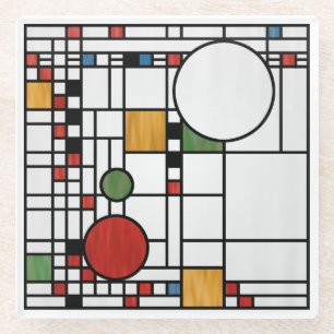 Prairie School Style Interpretation No. 5 Glazen Onderzetter