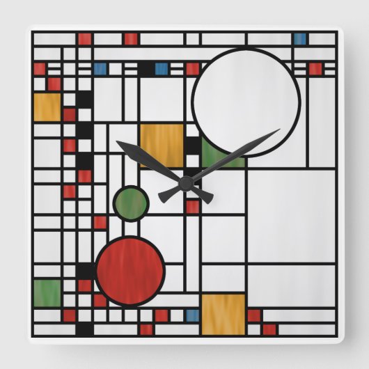 Prairie School Style Interpretation No. 5 Vierkante Klok (Voorkant)