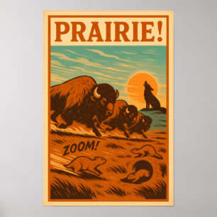 Prairie Stampede – Bizon, Prairie Honden Poster