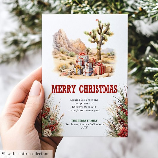 Prairie style Christmas greeting card editable Feestdagenkaart