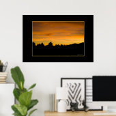 Prairie Sunset Treeline Silhouette Foto Poster (Thuiskantoor)