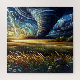 Prairie Tornado Glas in lood Kunst Legpuzzel