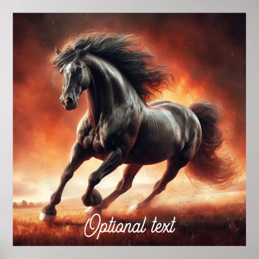 Prairie Vuur en Zwart Paard Poster (Voorkant)
