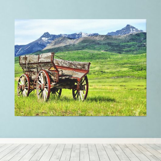 Prairie Wagon Trail's End Photo Canvas Afdruk (Insitu (Houten vloer))