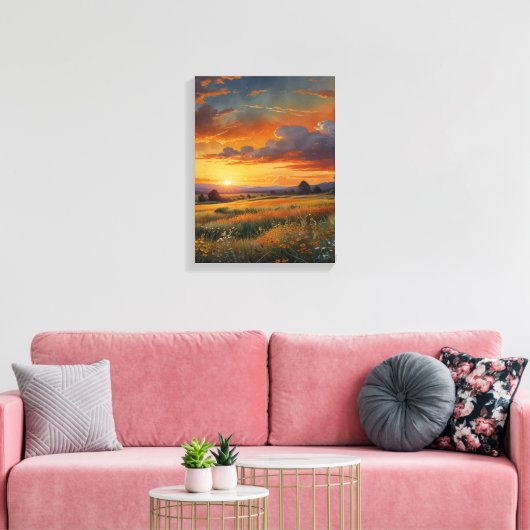 Prairie Waterverf Canvas Muurkunst (Insitu (Woonkamer))