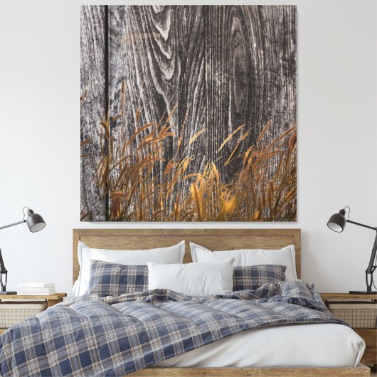 Prairie Wheat on Barn Board Canvas Afdruk (Insitu (Slaapkamer))