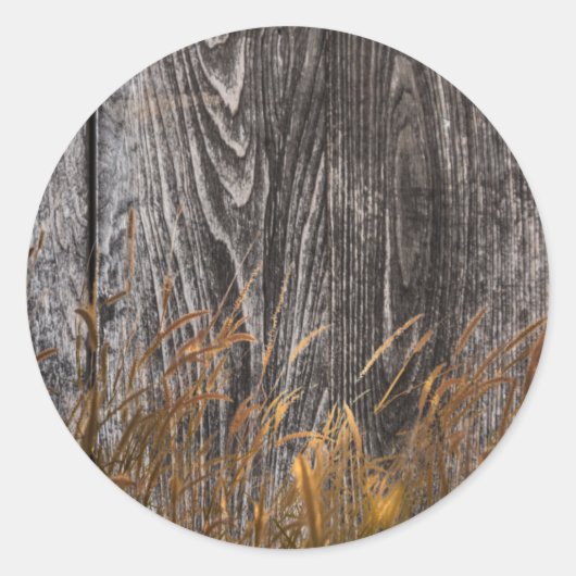 Prairie Wheat on Barn Board Ronde Sticker (Voorkant)