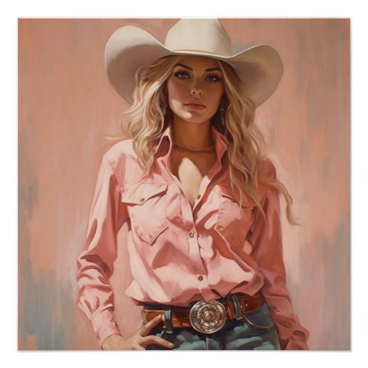 Prairie Whispers: Cowgirl kunst aan de muur Perfect Poster (Voorkant)