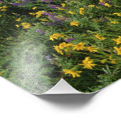 Prairie wildbloemen vullen de weide bij het meer foto afdruk (Hoek)