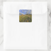 Prairie Wildflower op Windy Creek in de Velen Vierkante Sticker (Tas)