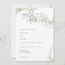 Prairie Wildflower Wedding Invitation Rustic