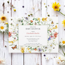 Prairie Wildflowers, Bijen, Vlinders Baby shower Kaart