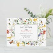 Prairie Wildflowers, Bijen, Vlinders Baby shower Kaart (Staand voorkant)