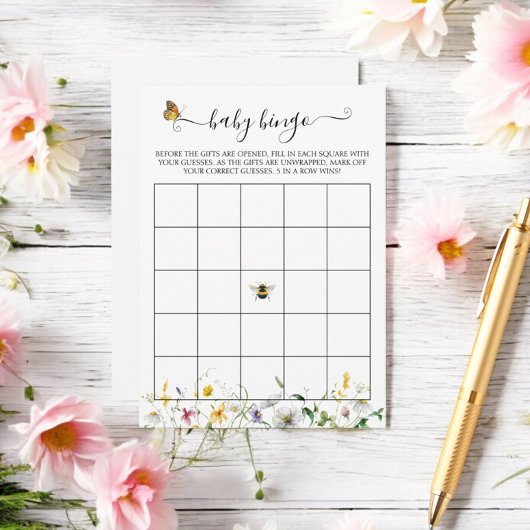 Prairie Wildflowers, Bijen, Vlinders Bingo Game Informatiekaartje