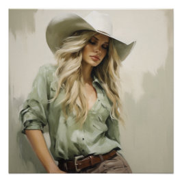 Prairie Willows: Cowgirl kunst aan de muur Perfect Poster