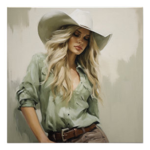 Prairie Willows: Cowgirl kunst aan de muur Perfect Poster