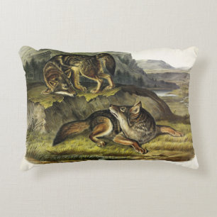 Prairie Wolf (Coyote) van Audubon's Quadrupeds Accent Kussen