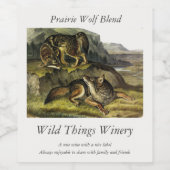 Prairie Wolf (Coyote) van Audubon's Quadrupeds Wijn Etiket (Enkel label)