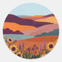 Prairie Zonnebloem Ronde Sticker