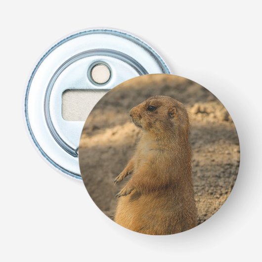 Prairiehond Cute Foto Button Flesopener (Voorkant)