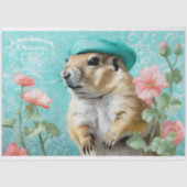 prairiehond Ground Hog Floral Decoupage Tissuepapier (Voorkant)