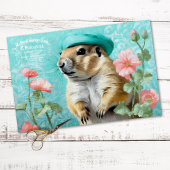  prairiehond Ground Hog Floral Decoupage Tissuepapier