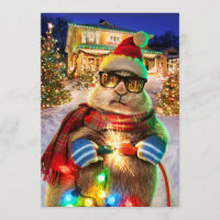 Prairiehond Met Kerstverlichting