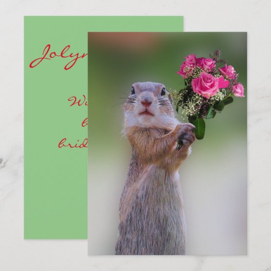 Prairiehond met rozen bruidsmeisje kaart (Voorkant / Achterkant)