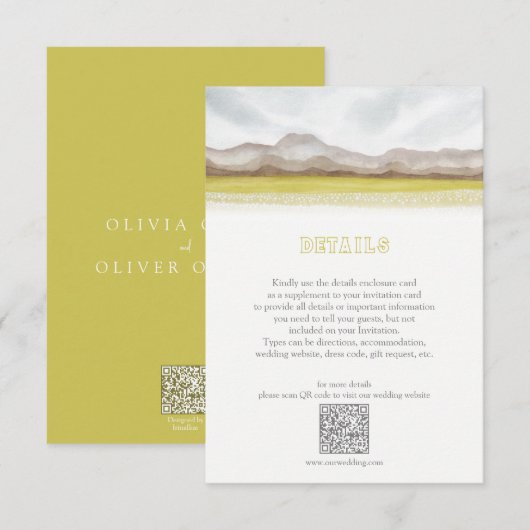 Prairies in Bloom Wedding Details Informatiekaartje (Voorkant / Achterkant)