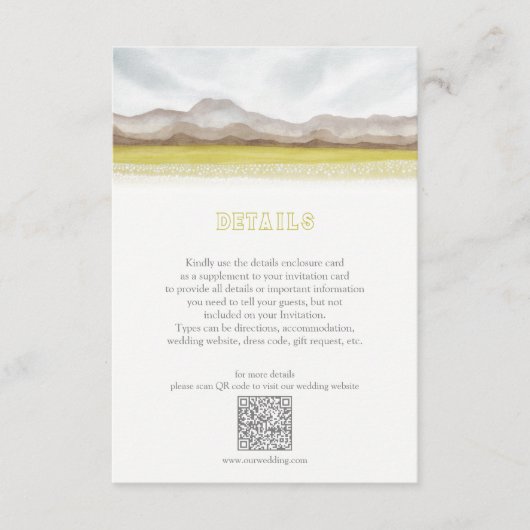 Prairies in Bloom Wedding Details Informatiekaartje (Voorkant)