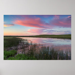 Prairievijver Weerspiegelt Wolken van Briljante Zo Poster