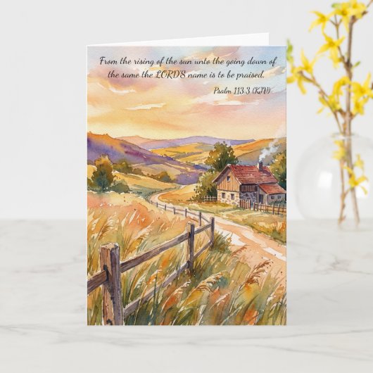 Praise God Always!  Psalm 113:3 Kaart (Gele Bloem)