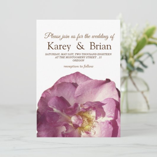 Praitiful Roos foto bruiloft Kaart (Staand voorkant)