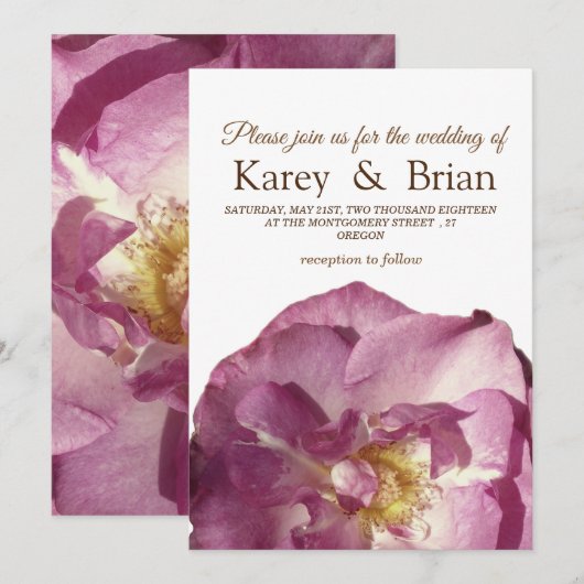 Praitiful Roos foto bruiloft Kaart (Voorkant / Achterkant)