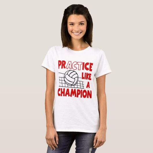Praktijk als een Champion, rood T-shirt (Voorkant volledig)