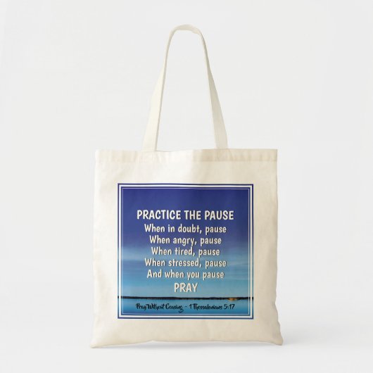 PRAKTIJK DE PAUZE Blue Peaceful Inspirerend Tote Bag (Voorkant)