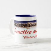 Praktijk en hoop met Blauwe Lining Tweekleurige Koffiemok (Voorkant links)