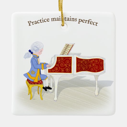 "Praktijk handhaaft perfecte Mozart die Piano spee Keramisch Ornament (Voorkant)